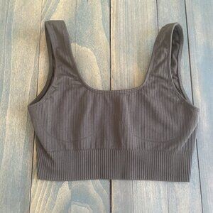 Ethos Sports Bra Top Green Ribbed - Size M (J8)